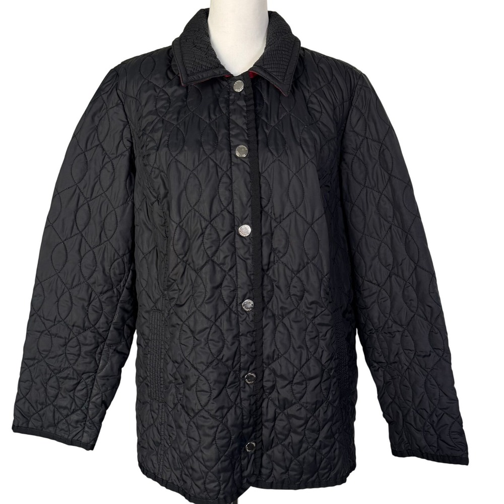 TOMMY HILFIGER Womens 2X Black Quilted Jacket Full Snap Pockets Lightweight Coat